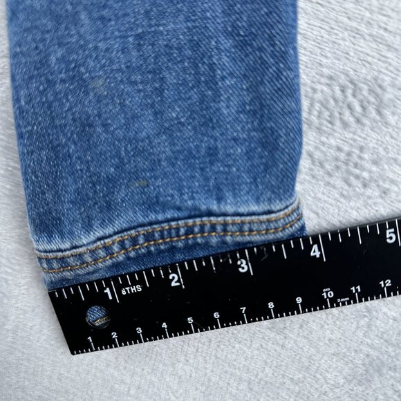 Forever 21 Denim Jacket Distressed Womens Size Small Button Front Blue - Picture 9 of 12